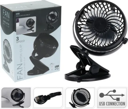 Купить Вентилятор портативный на клипсе, 17,5x13x9,7 см, с зарядкой от USB, Koopman в интернет-магазине Akvilon.kz