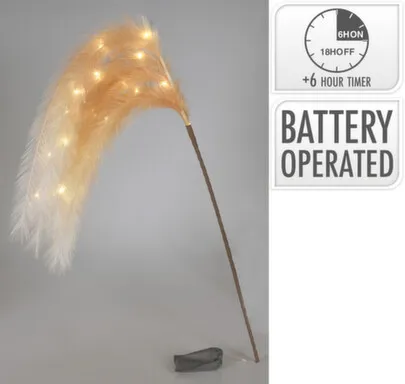 Купить Декорация Ветвь с перьями, подсветка и таймер, длина 130 см, Koopman в интернет-магазине Akvilon.kz