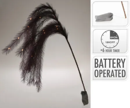 Купить Декорация Ветвь с перьями, подсветка и таймер, длина 130 см, Koopman в интернет-магазине Akvilon.kz