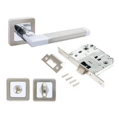 Купить Комплект ручек с защ. и фикс. ВЕНСАН, Аллюр Матовый никель/хром в интернет-магазине Akvilon.kz Купить Комплект ручек с защ. и фикс. ВЕНСАН, Аллюр Матовый никель/хром в интернет-магазине Akvilon.kz