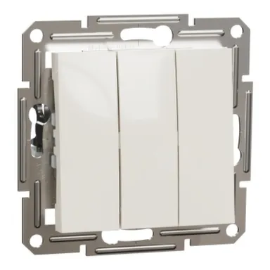 Купить Кремовый выключатель 3- клав. 10А Asfora в интернет-магазине Akvilon.kz