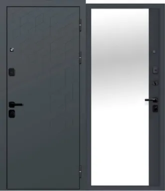 Купить Дверь металлическая 9см КОНЦЕПТ Сатин графит зеркало Феррони Правое 960 в интернет-магазине Akvilon.kz
