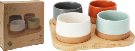 Купить Набор для закусок: миска, 9,5x4,5 см - 4 шт, подставка, 22x22x1,5 см, Koopman в интернет-магазине Akvilon.kz