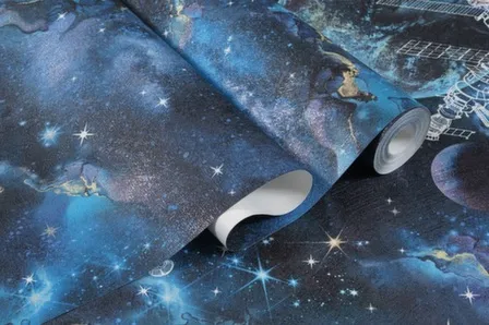 Купить Обои виниловые на флизелиновой основе Космос, база, синий, 1,06x10 м, Артекс в интернет-магазине Akvilon.kz