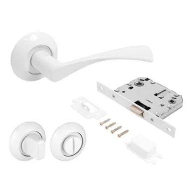 Купить Комплект ручек с защ. и фикс. ОСКАР, Аллюр Белый матовый в интернет-магазине Akvilon.kz