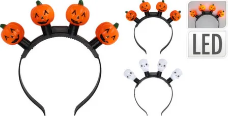 Купить Ободок карнавальный, декорированный тыквами или черепами, с подсветкой, 20x18x4 см, в ассортименте, Koopman в интернет-магазине Akvilon.kz