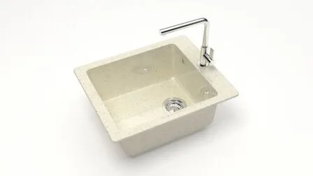 Купить Мойка кварцевая глянцевая Линди без сифона, BERGG lab Бежевый в интернет-магазине Akvilon.kz