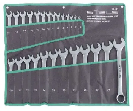 Купить Набор ключей комбинированных 6-32 мм, 26 шт., CrV, матовый хром, Stels в интернет-магазине Akvilon.kz