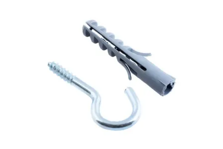 Купить Крюк-полукольцо с дюбелем 8 мм, белый цинк, 3 шт, Стройбат в интернет-магазине Akvilon.kz