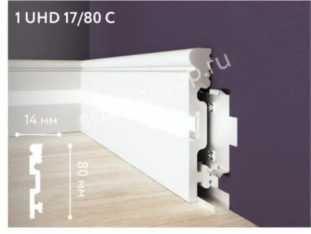 Купить Плинтус 80x14x2400мм UHD Polymer, Solid в интернет-магазине Akvilon.kz