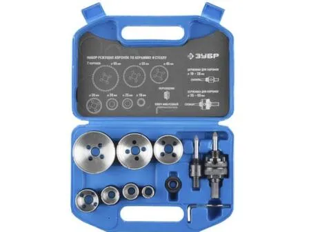 Купить Набор коронок-чашек по керамике с карбид-вольфрамовой крошкой Ø 22-28-35-44-68-73 мм + державка 6 предметов, Зубр в интернет-магазине Akvilon.kz