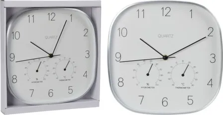 Купить Часы настенные с термометром и гигрометром, хром, D-28,5 см, Koopman в интернет-магазине Akvilon.kz