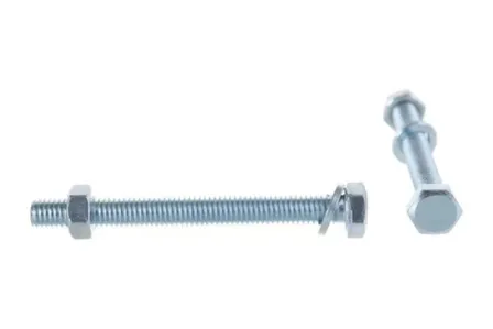 Купить Болты DIN 933 с гайкой и шайбой М5x50 мм, белый цинк, 6 шт, Стройбат в интернет-магазине Akvilon.kz