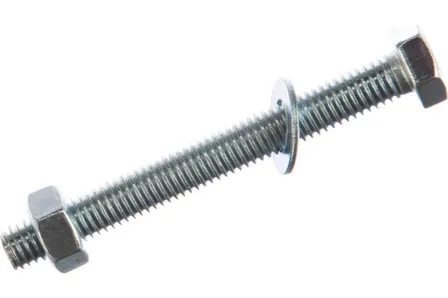 Купить Болты DIN 933 с гайкой и шайбой М8x70 мм, белый цинк, 3 шт, Стройбат в интернет-магазине Akvilon.kz