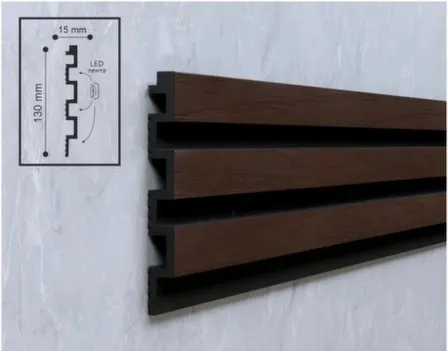 Купить Панель 3D стеновая из полимера 130x15x3000мм, Дуб Шоколадный, Solid в интернет-магазине Akvilon.kz