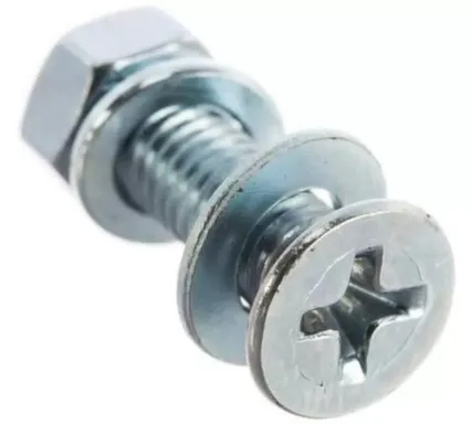 Купить Винты с потайной головкой DIN 965 с гайкой и шайбой, белый цинк, М5x30 мм, 8 шт, Стройбат в интернет-магазине Akvilon.kz