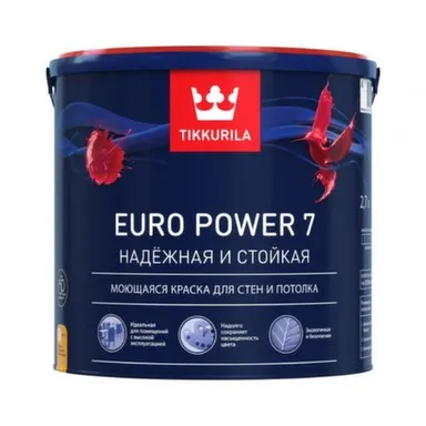 Купить Краска интер. стойкая к мытью EURO POWER 7A мат 0,9л в интернет-магазине Akvilon.kz