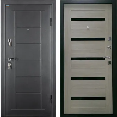Купить Дверь металлическая СТАЙЛ 880x2066 черный муар/МДФ царга белёный дуб Промет Правое в интернет-магазине Akvilon.kz