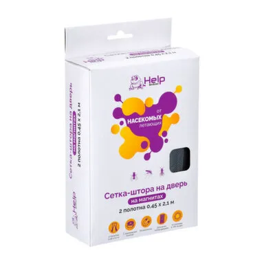 Купить Сетка противомоскитная на дверь Help с магнитами и крепежом, 45x210 см 2шт в интернет-магазине Akvilon.kz