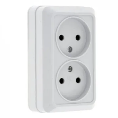 Купить Розетка 2- мест. 10А без з/к без шторки Рим в интернет-магазине Akvilon.kz