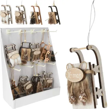 Купить Декорация подвесная Санки разм. 11,5x5,5x6,5см в асс, Koopman в интернет-магазине Akvilon.kz