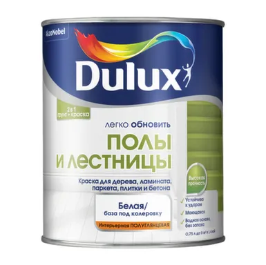Купить Краска акриловая Dulux Полы и Лестницы полуглянцевая белая BW 0,75л в интернет-магазине Akvilon.kz