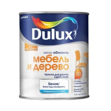 Купить Краска акриловая Dulux Мебель и Дерево матовая белая BW 0,75л в интернет-магазине Akvilon.kz