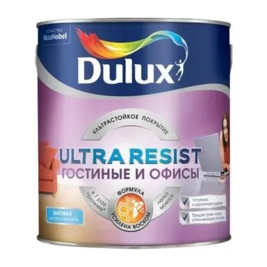 Купить Краска акриловая Dulux Ultra Resist Гостиные и офисы BW, 2,5л в интернет-магазине Akvilon.kz