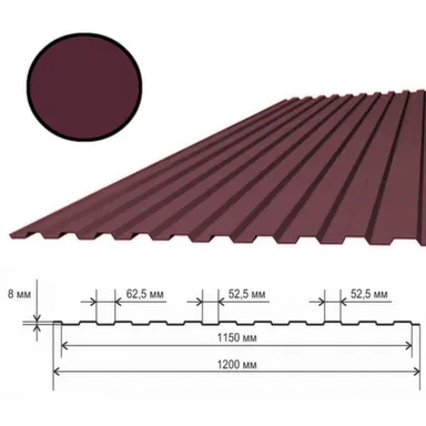 Купить Профлист стеновой 6x1,2 м Н8 красное вино 0,4мм 7,2м2 МЕТАЛЛПРОФИЛЬ в интернет-магазине Akvilon.kz