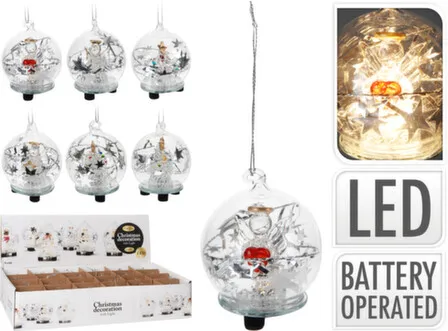 Купить Декорация подвесная Шар с фигуркой внутри с подсветкой, раб. от бат.3XLR41 в асс, Koopman в интернет-магазине Akvilon.kz