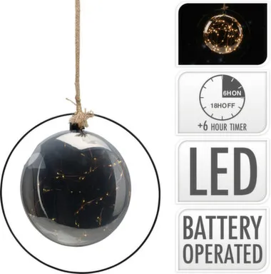 Купить Cветильник Шар подвесной, 40 LED-ламп, диам. 26см, веревка 80см, раб. от бат.3xAA, с таймером, Koopman в интернет-магазине Akvilon.kz