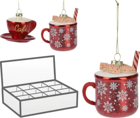 Купить Ёлочное украшение Чашка с кофе длина 7см в асс, Koopman в интернет-магазине Akvilon.kz
