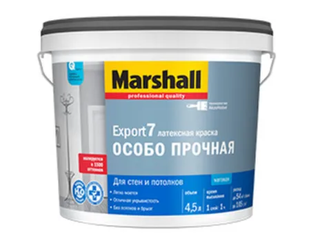 Купить Краска латексная для стен и потолков Export-7 матовая BC 4,5л, Marshall в интернет-магазине Akvilon.kz