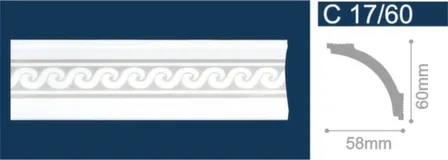 Купить Плинтус потолочный 60x58x2000мм серебро, Solid в интернет-магазине Akvilon.kz