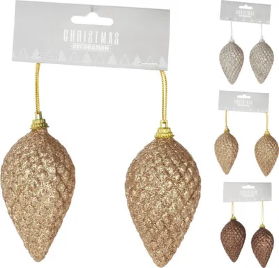 Купить Декорация подвесная Шишка разм. 5x5x9см, набор 2шт в асс, Koopman в интернет-магазине Akvilon.kz