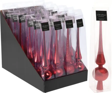 Купить Ёлочное украшение Верхушка на елку красная разм. 6x6x29,5см в асс, Koopman в интернет-магазине Akvilon.kz