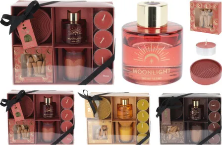 Купить Набор для ароматизации воздуха в помещениях: диффузор 30 мл, палочки 5 шт, свеча залитая в стакан, свеча чайная 4 шт, подставка, благовония 20 шт, Koopman в интернет-магазине Akvilon.kz