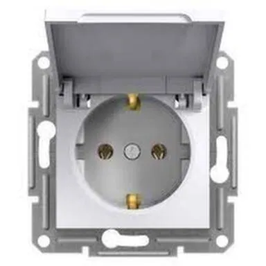 Купить Белая розетка 1- мест.с крышкой16А з/к Asfora в интернет-магазине Akvilon.kz