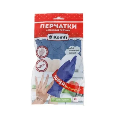 Купить Перчатки латексные прочные M, 1 пара, Komfi в интернет-магазине Akvilon.kz