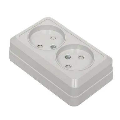 Купить Рим Розетка 2-местная 10А без заземления белая EKF в интернет-магазине Akvilon.kz