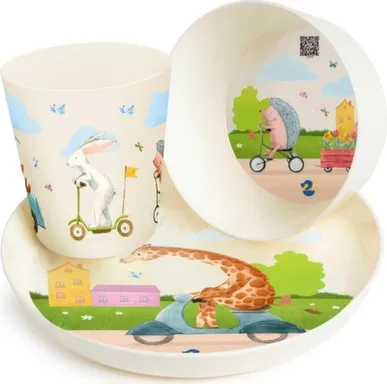 Купить Набор детской посуды Play with Me Busy Animals (тарелка, миска, стакан 270 мл) в интернет-магазине Akvilon.kz