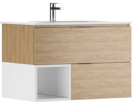 Купить Тумба навесная Trend, дуб вотан, с умывальником Эйфория 80 см, ДОМИНО в интернет-магазине Akvilon.kz