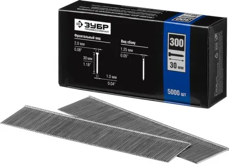 Купить Гвозди для нейлера особотвердые, тип 300, 30 мм (5000 шт), ЗУБР в интернет-магазине Akvilon.kz
