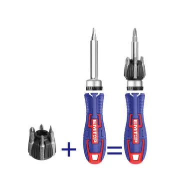 Купить Отвёрткa тpeщоточная с битами 8 шт, EMTOP в интернет-магазине Akvilon.kz