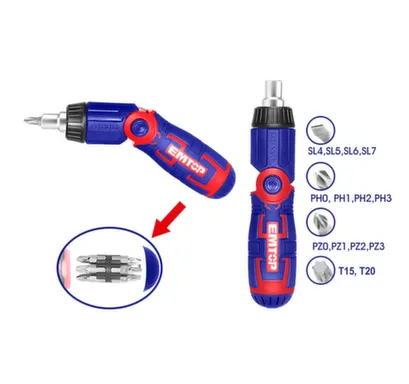 Купить Отвёрткa тpeщоточная с битами 15 в 1, EMTOP в интернет-магазине Akvilon.kz