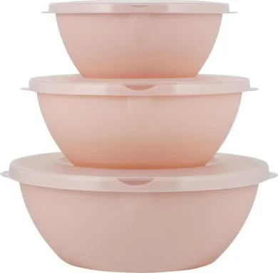 Купить Набор мисок HELSINKI с крышками 3 шт (3л, 2л, 1л) персиковая карамель в интернет-магазине Akvilon.kz