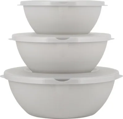 Купить Набор мисок HELSINKI с крышками 3 шт (5л, 3л, 2 л) пепельный жемчуг в интернет-магазине Akvilon.kz