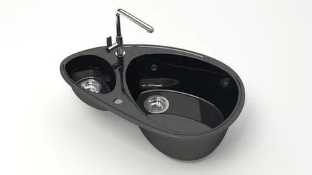 Купить Мойка кварцевая глянцевая Эмма без сифона, BERGG lab Черная в интернет-магазине Akvilon.kz