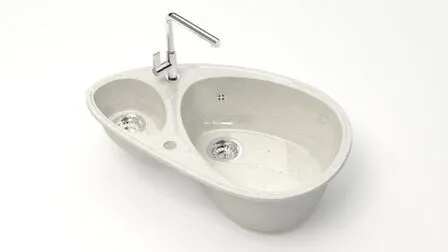 Купить Мойка кварцевая глянцевая Эмма без сифона, BERGG lab Хлопок в интернет-магазине Akvilon.kz