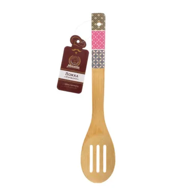 Купить Ложка сервировочная с отверстиями Пэчворк 30см, бамбук, Marmiton в интернет-магазине Akvilon.kz
